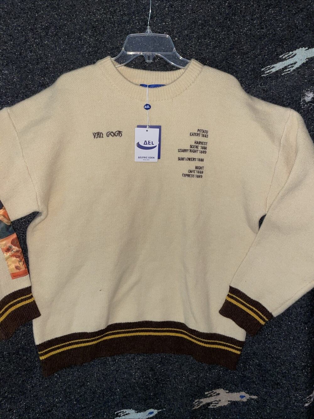 Aelfric Eden Van Gogh Knit Sweater Cream XL Streetwear Art Pullover